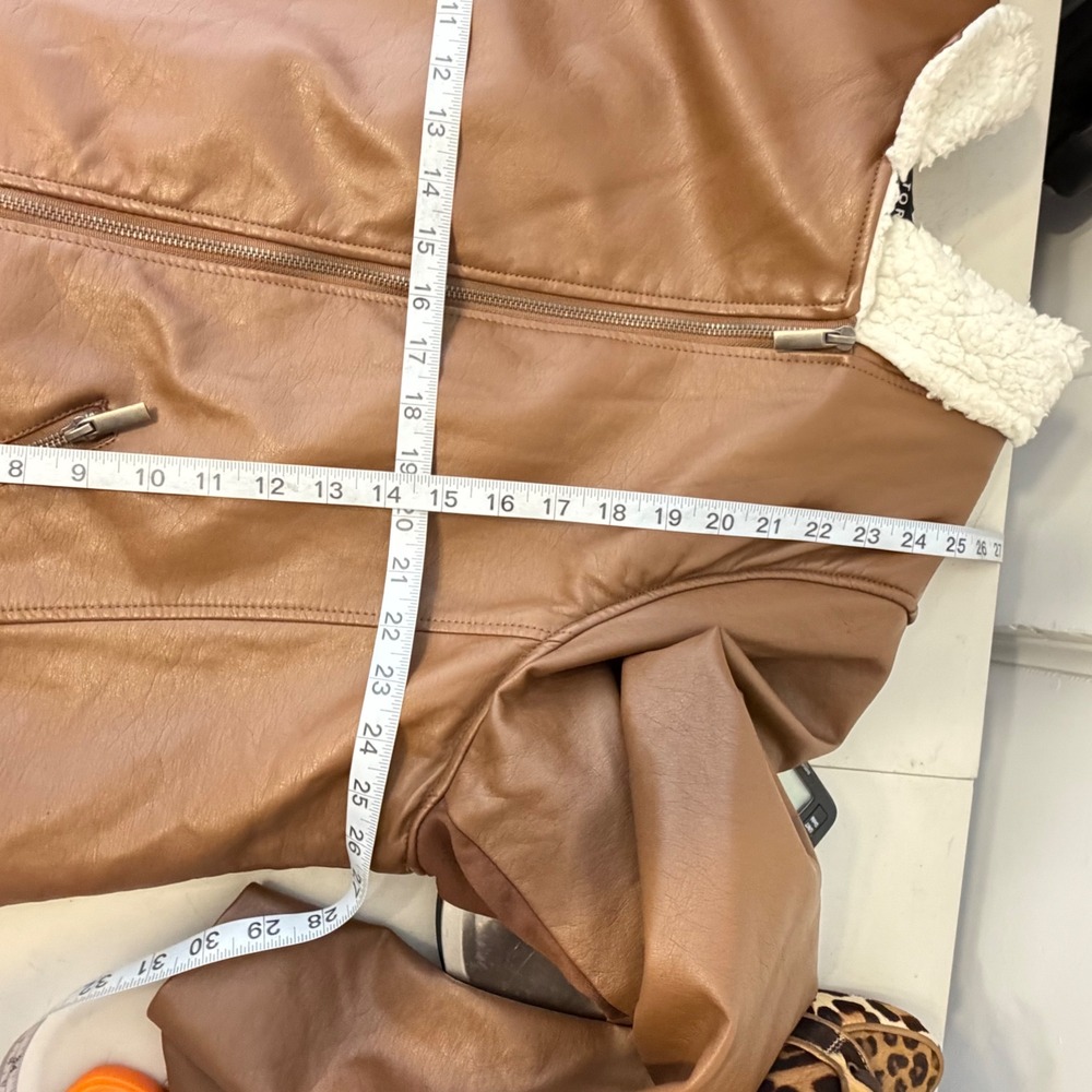 Torrid Faux Leather Moto Jacket Women 4 Brown Aviator - Picture 12 of 12